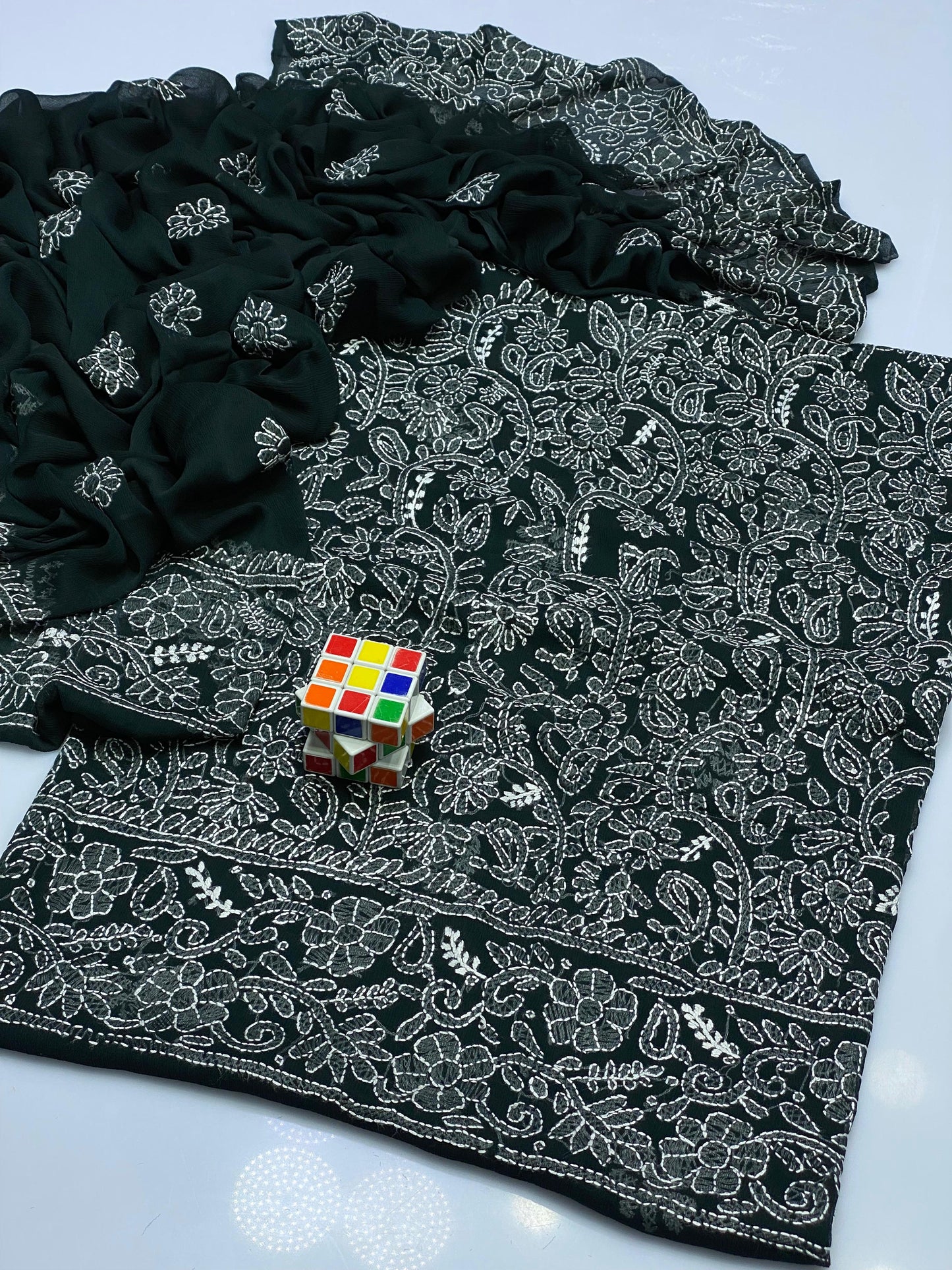 Noor-e-Chikankari" – Hand Embroidered Bamber Chiffon 2PC