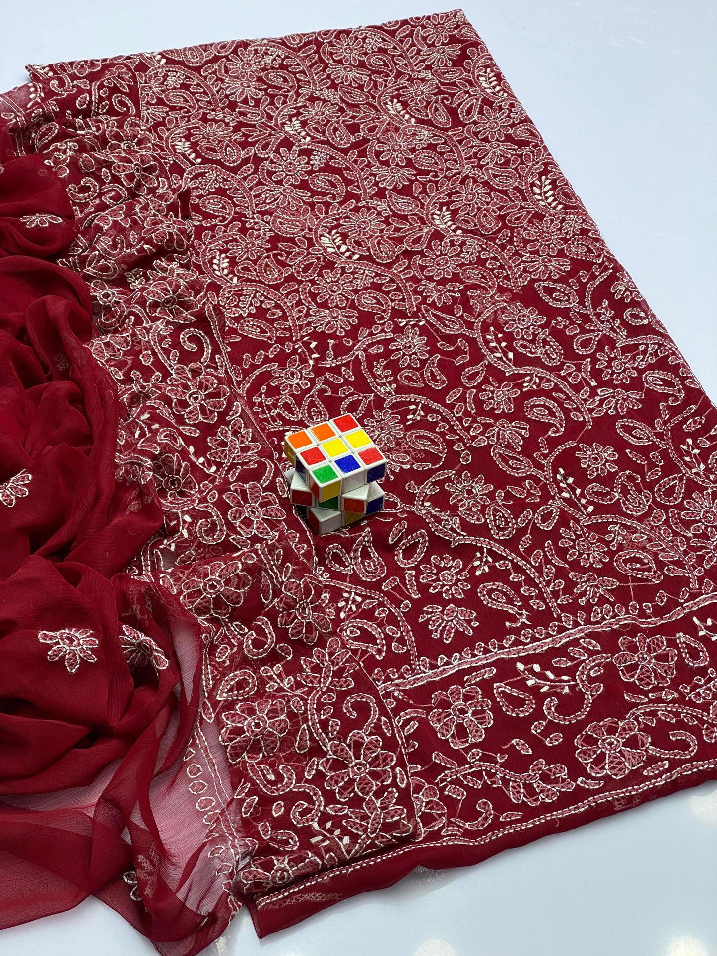 Noor-e-Chikankari" – Hand Embroidered Bamber Chiffon 2PC