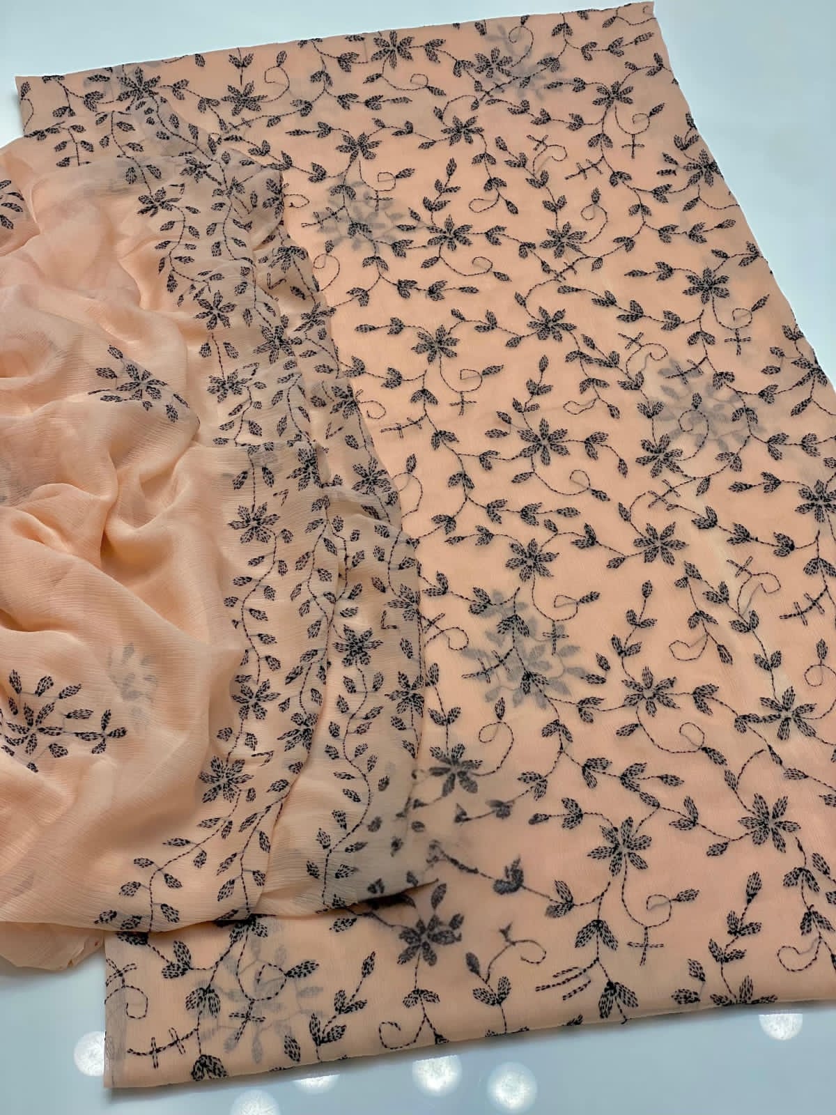 Noor-e-Chikankari" – Hand Embroidered Bamber Chiffon 2PC