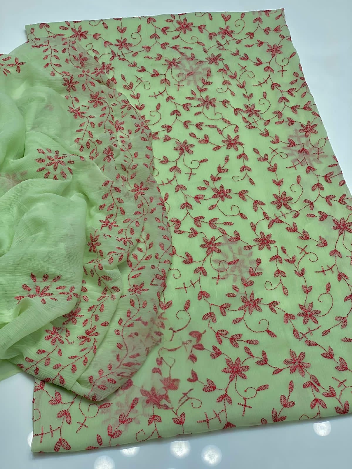 Noor-e-Chikankari" – Hand Embroidered Bamber Chiffon 2PC