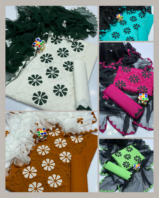 "Bloom & Grace" – Handmade Appliqué Lawn Suits