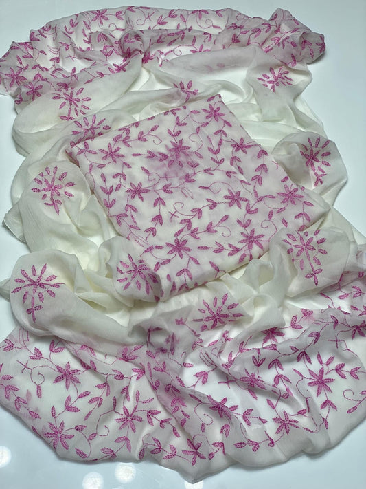Noor-e-Chikankari" – Hand Embroidered Bamber Chiffon 2PC